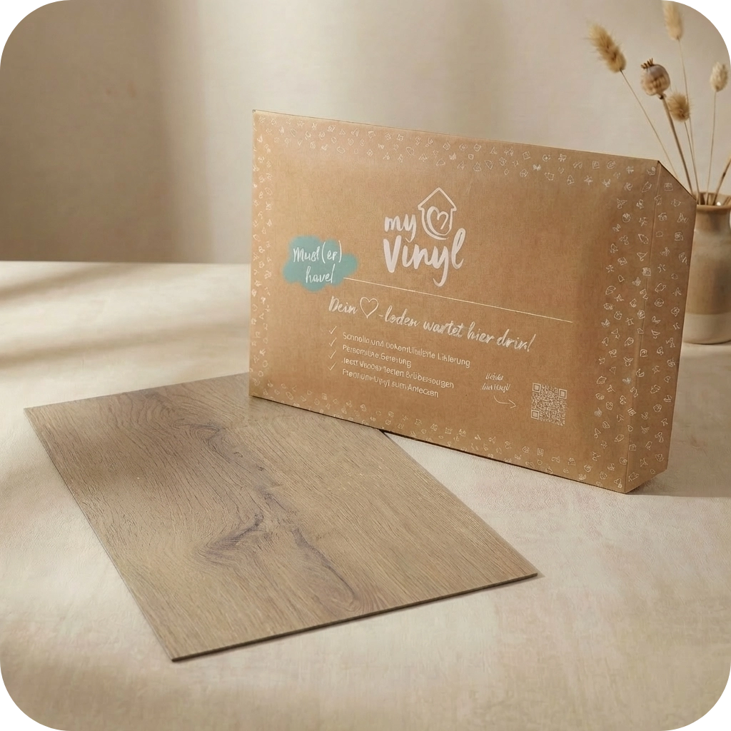 Muster Klebe-Vinyl Eiche naturgrau Bjarne | gratis bestellen Musterstück Klebe-Vinyl Eiche Naturgrau Bjarne – gratis zuhause testen & Farbton im Raum vergleichen. ✅ Bis zu 3 Gratis-Muster je Bestellung wählen.
