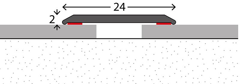 Übergangsprofil 114 Silber | 100 cm | 24 mm selbstklebend Übergangsprofil 114 Silber | 100 cm | 24 mm selbstklebend