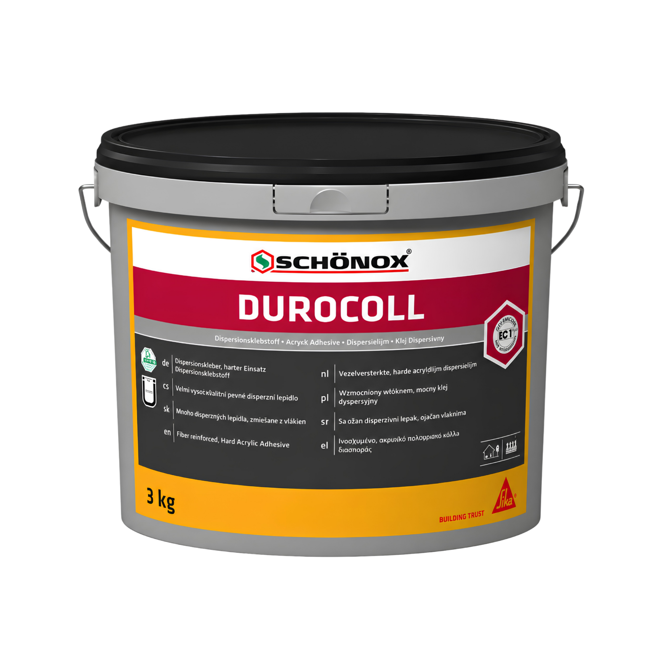 SCHÖNOX DUROCOLL Dispersionskleber 3 kg – faserverstärkter Acrylkleber für elastische Bodenbeläge