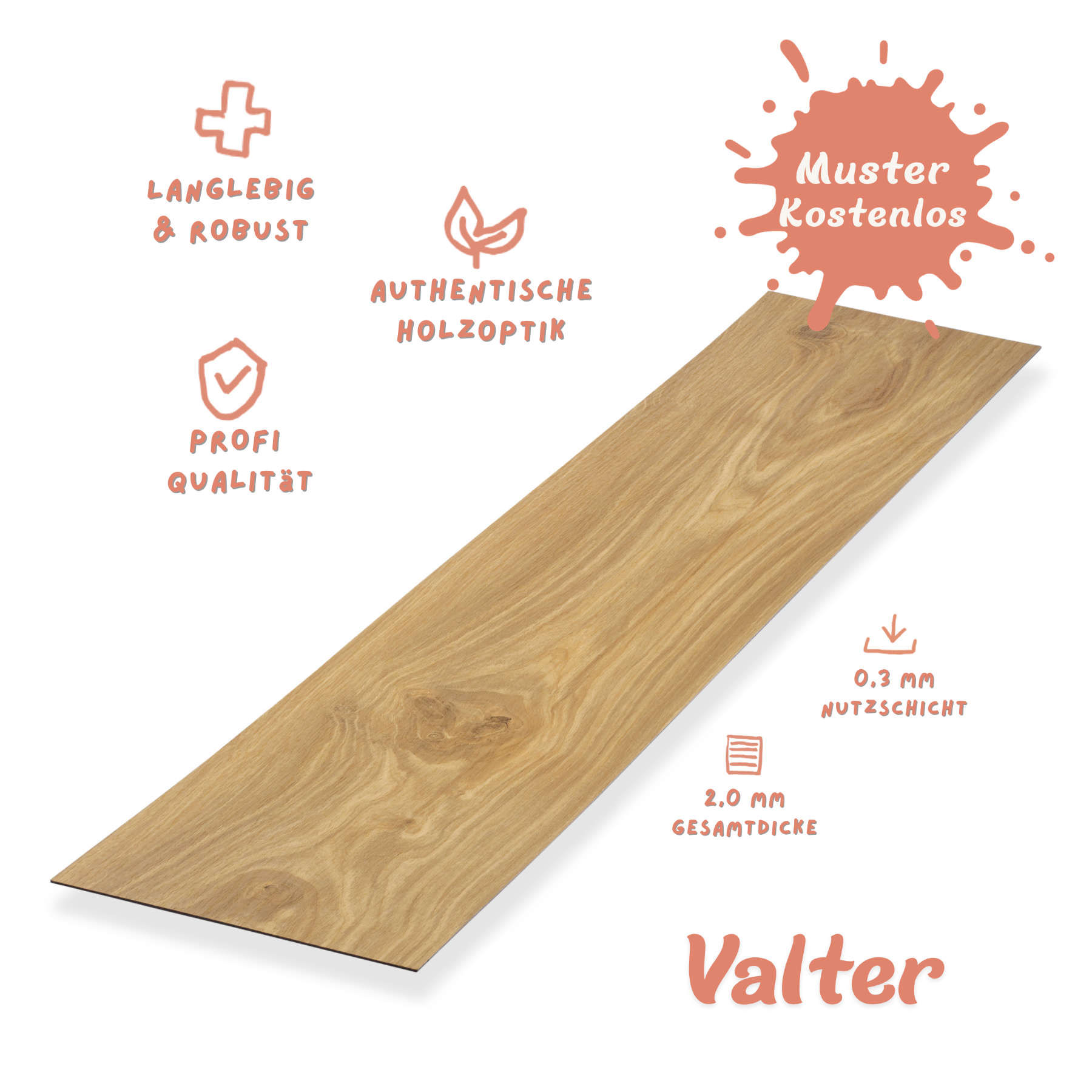 Klebe-Vinyl Eiche mittelbraun Valter Profi-Qualität in naturnahem Holzdekor Klebe-Vinyl Eiche mittelbraun Valter Profi-Qualität in naturnahem Holzdekor