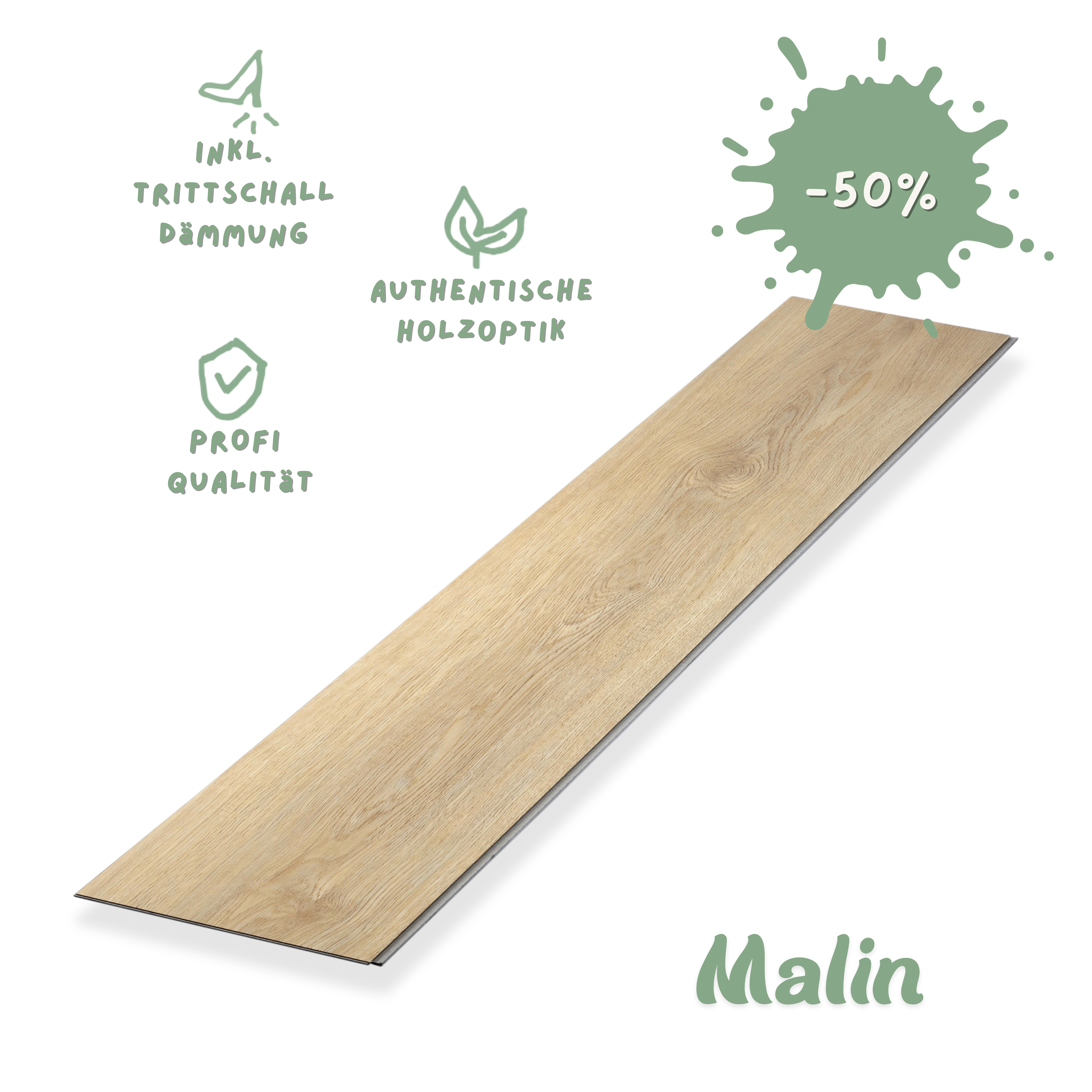 Klick-Vinyl Eiche hell Malin Profi-Qualität mit integrierter Trittschalldämmung Klick-Vinyl Eiche Hell Malin – heller Dielen-Look, wasserfest & mit integrierter Dämmung. Leise, fußwarm & robust. ✅Jetzt Muster sichern!