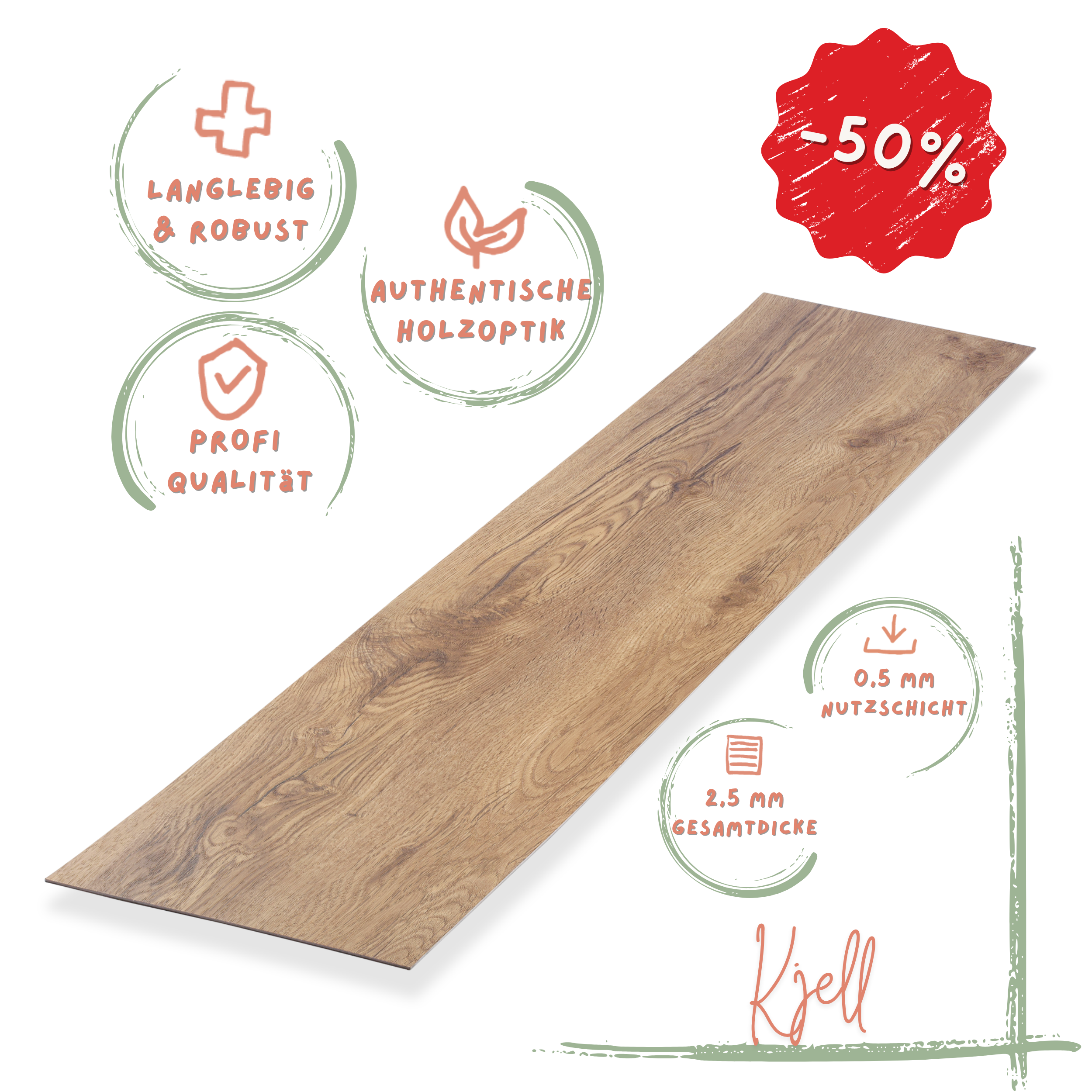 Klebe-Vinyl Eiche rustikal Kjell Profi-Qualität in naturnahem Holzdekor Klebe-Vinyl Eiche Rustikal Kjell – markanter Landhaus-Look mit Charakter. Vollflächig verklebt, 0,5 mm stark & wasserfest. ➤ Jetzt Muster sichern!