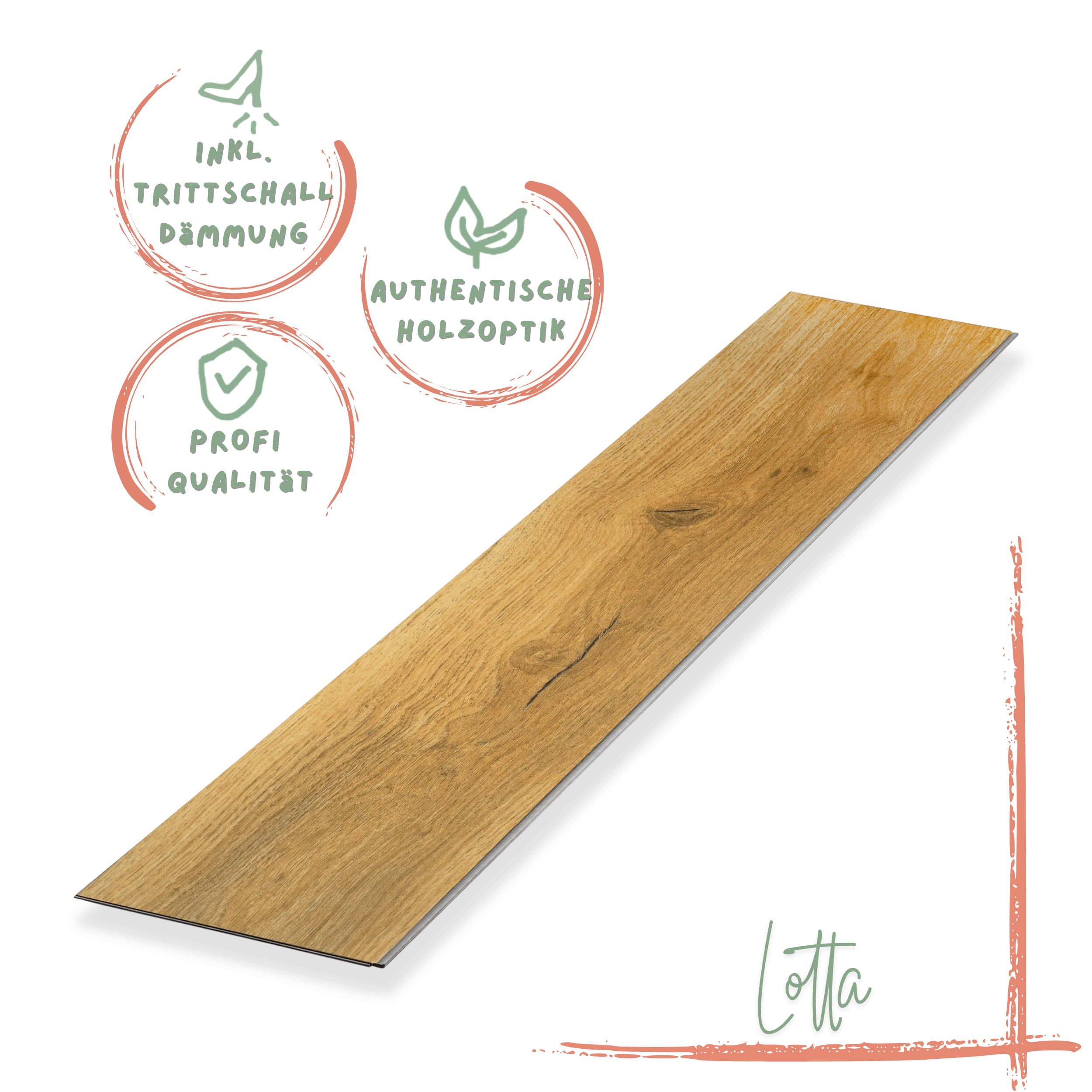 Klick-Vinyl Eiche gold Lotta Profi-Qualität mit integrierter Trittschalldämmung