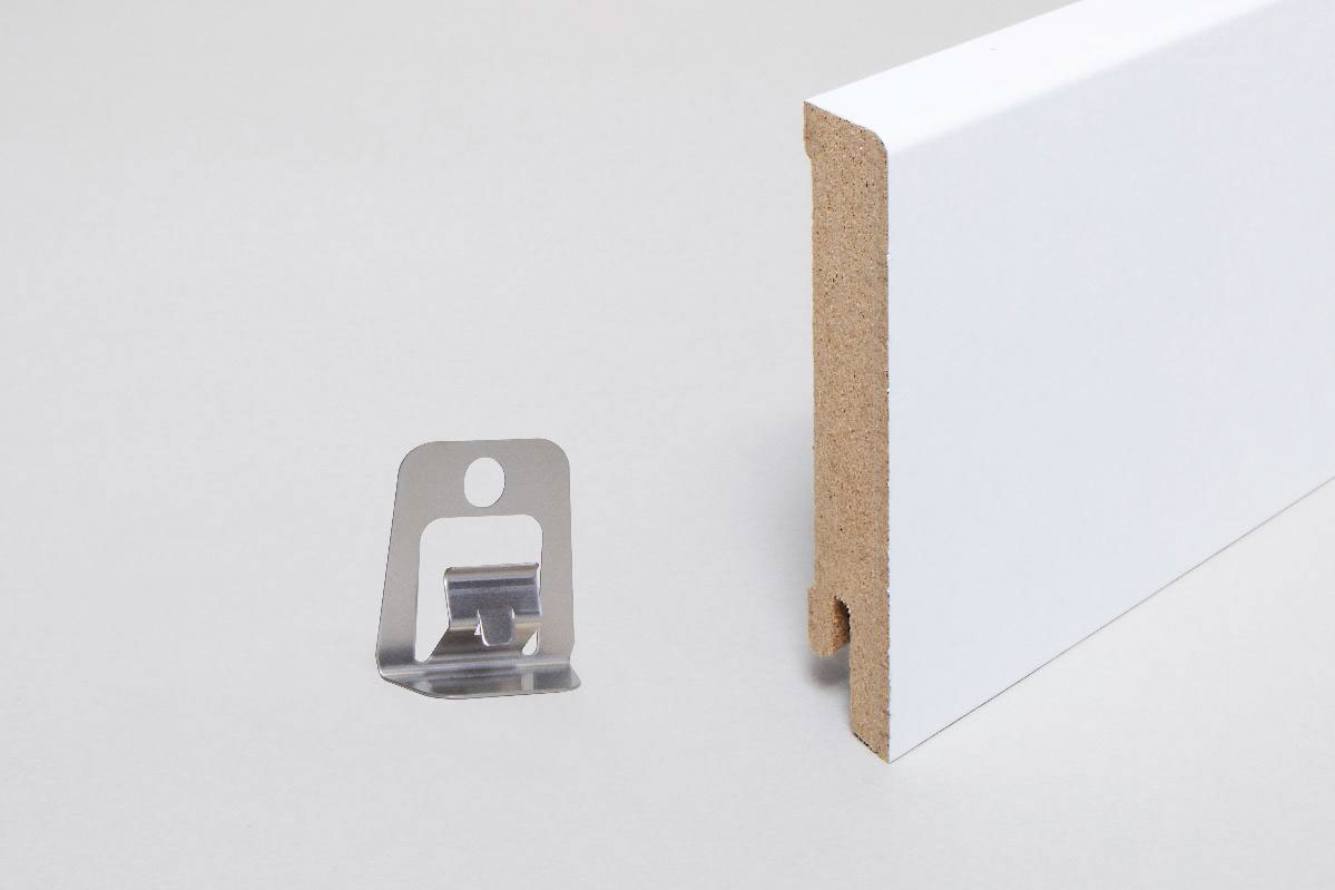 Fußleiste weiß Modern MDF 16 x 80 mm | Profi-Qualität Fußleiste weiß Modern MDF 16 x 80 mm | Profi-Qualität
