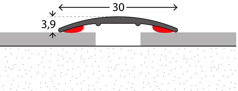Übergangsprofil 130 Edelstahl matt | 100 cm selbstklebend Übergangsprofil 130 Edelstahl matt | 100 cm selbstklebend