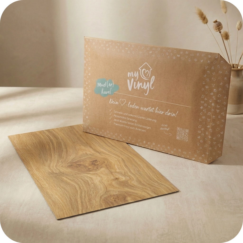 Muster Klebe-Vinyl Eiche mittelbraun Valter | gratis bestellen Musterstück Klebe-Vinyl Eiche Mittelbraun Valter – gratis zuhause testen & Raumwirkung prüfen. ✓ Bis zu 3 Gratis-Muster je Bestellung wählen.