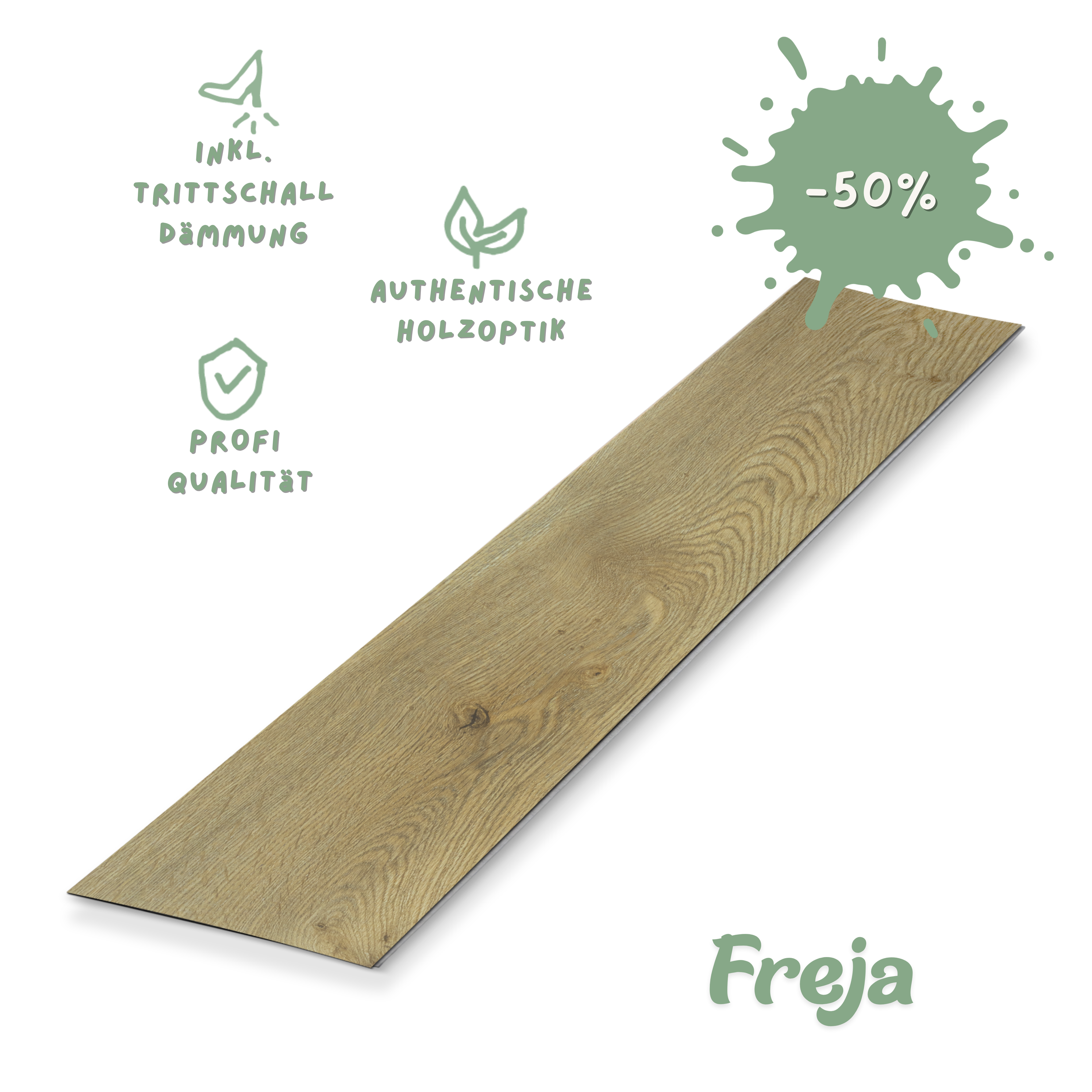 Klick-Vinyl Eiche warm Freja Profi-Qualität mit integrierter Trittschalldämmung Klick-Vinyl Eiche Warm Freja – authentische 3D-Holzstruktur & leises Laufgefühl dank Dämmung. Wasserfest & pflegeleicht. ★ Jetzt Muster sichern!