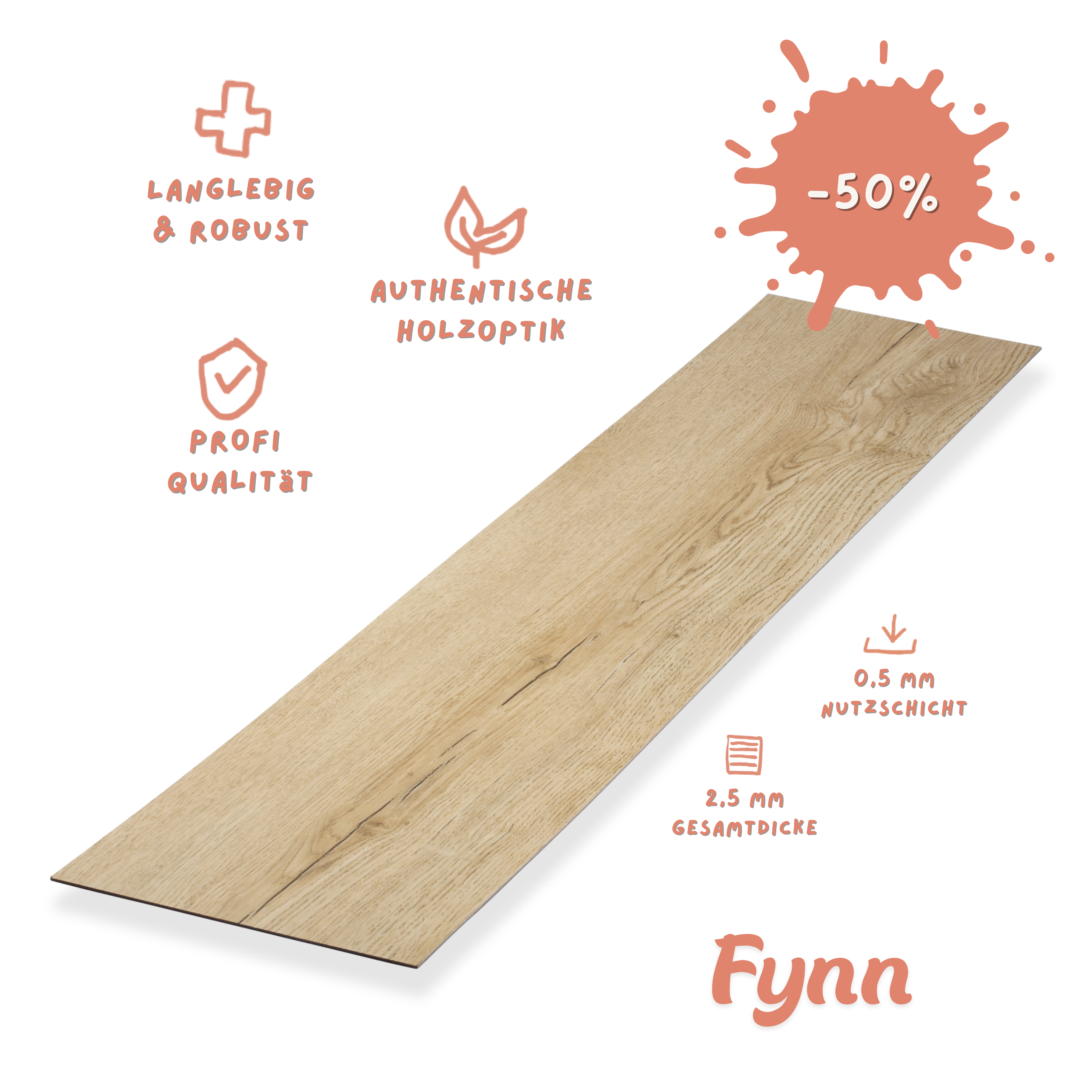 Klebe-Vinyl Eiche beige Fynn Klebe-Vinyl Eiche beige Fynn Profi-Qualität mit integrierter Trittschalldämmung