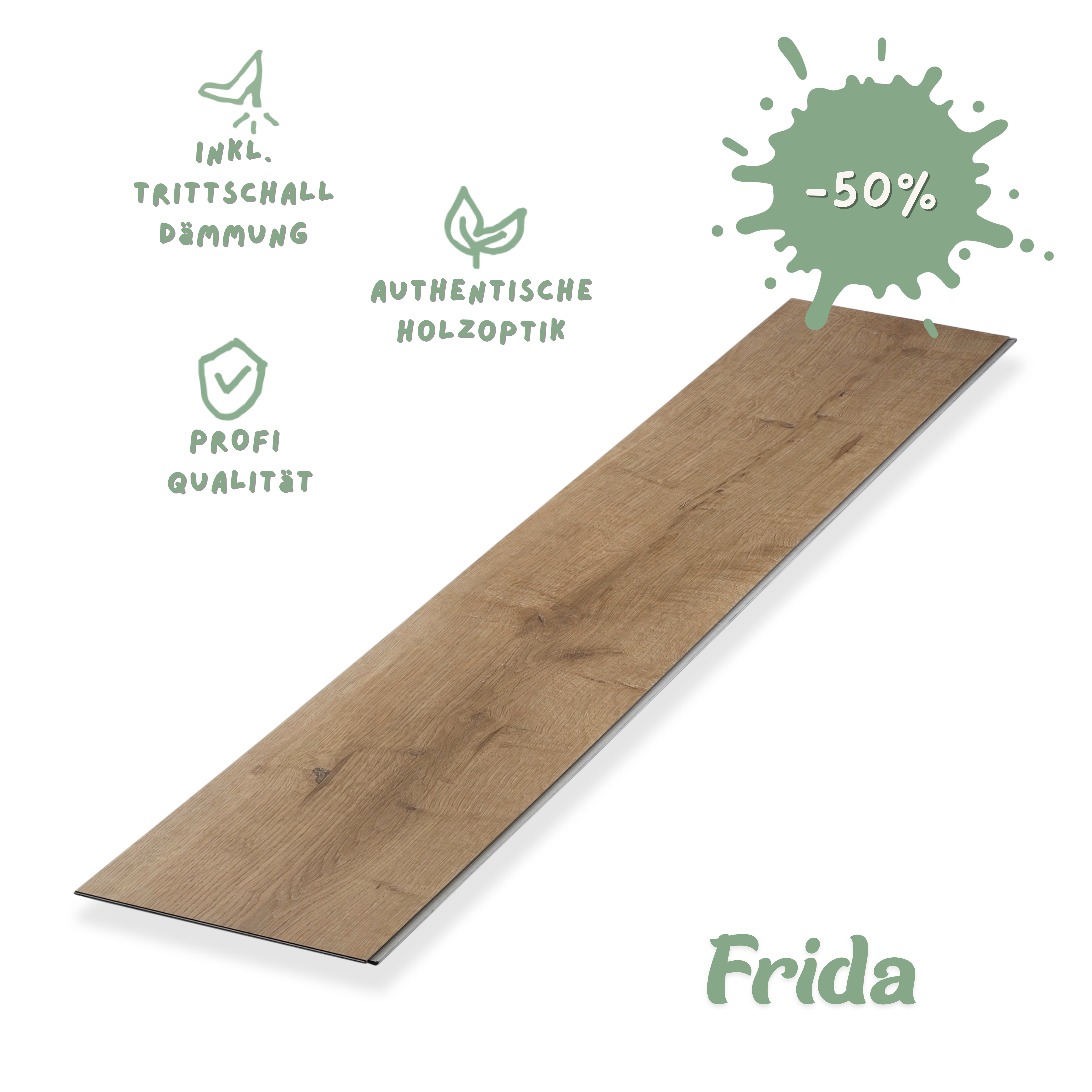Klick-Vinyl Eiche natur Frida Profi-Qualität mit integrierter Trittschalldämmung Klick-Vinyl Eiche Natur Frida – dunkler Holzlook mit Microfase & integrierter Dämmung. Wasserfest, fußwarm & pflegeleicht. ➤ Jetzt Muster sichern!
