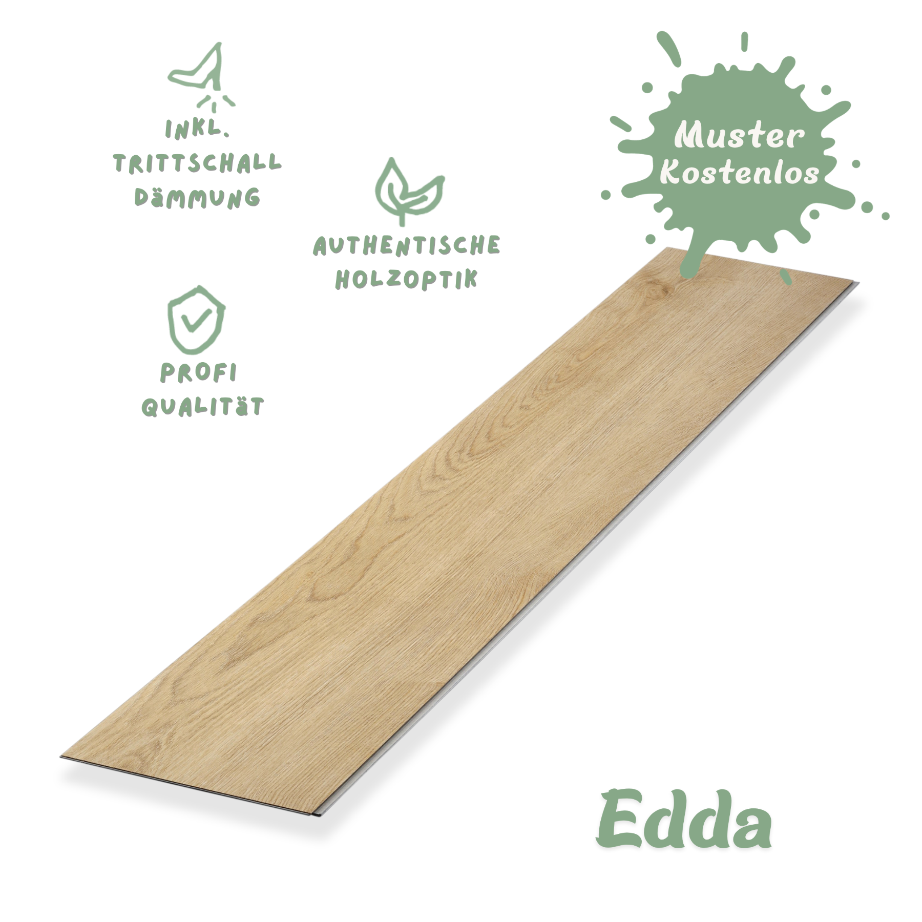 Klick-Vinyl Eiche sand Edda Profi-Qualität mit integrierter Trittschalldämmung