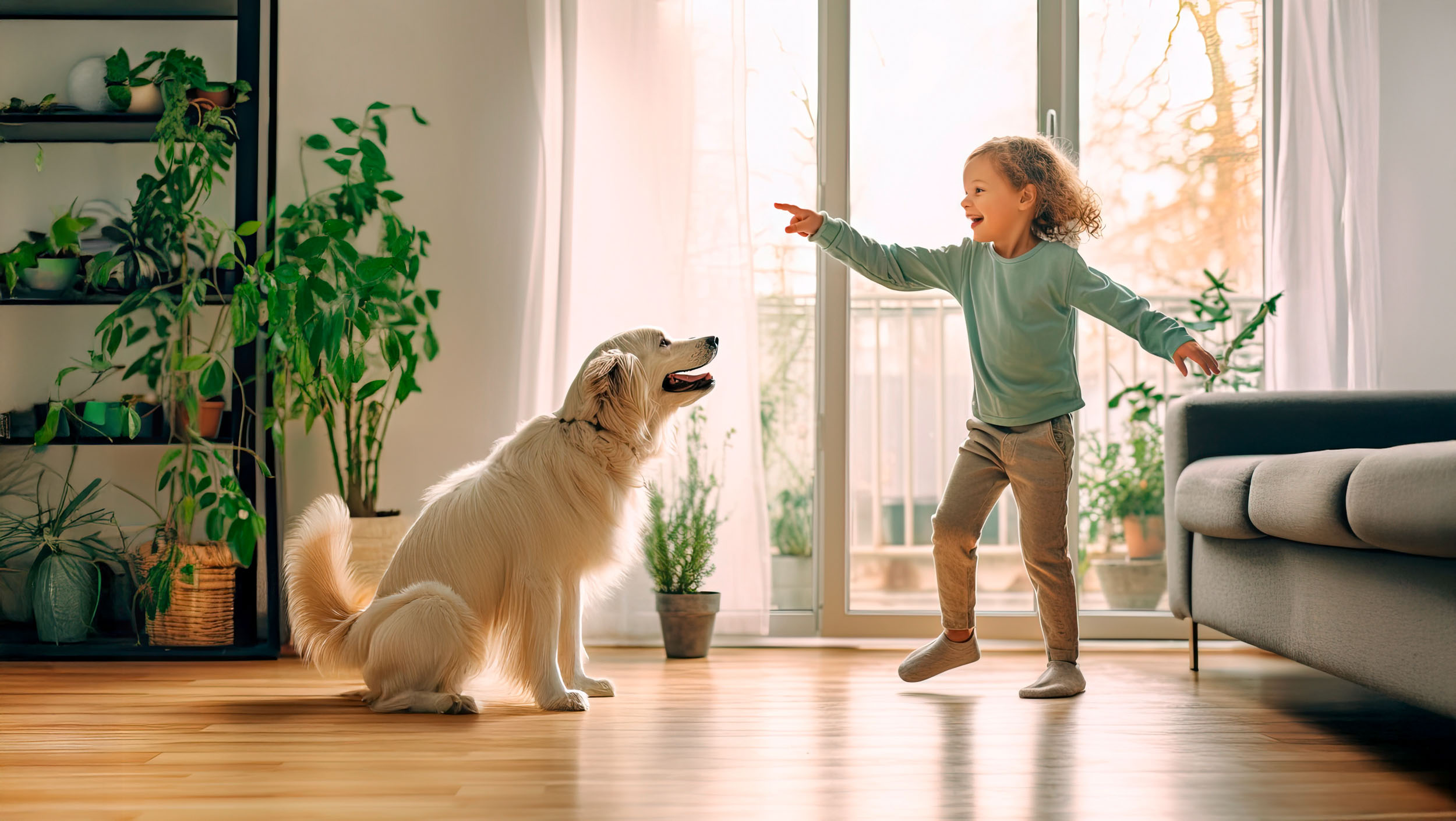 Titelbild Hund mit kleinem Jungen breiter Titelbild Hund mit kleinem Jungen breiter