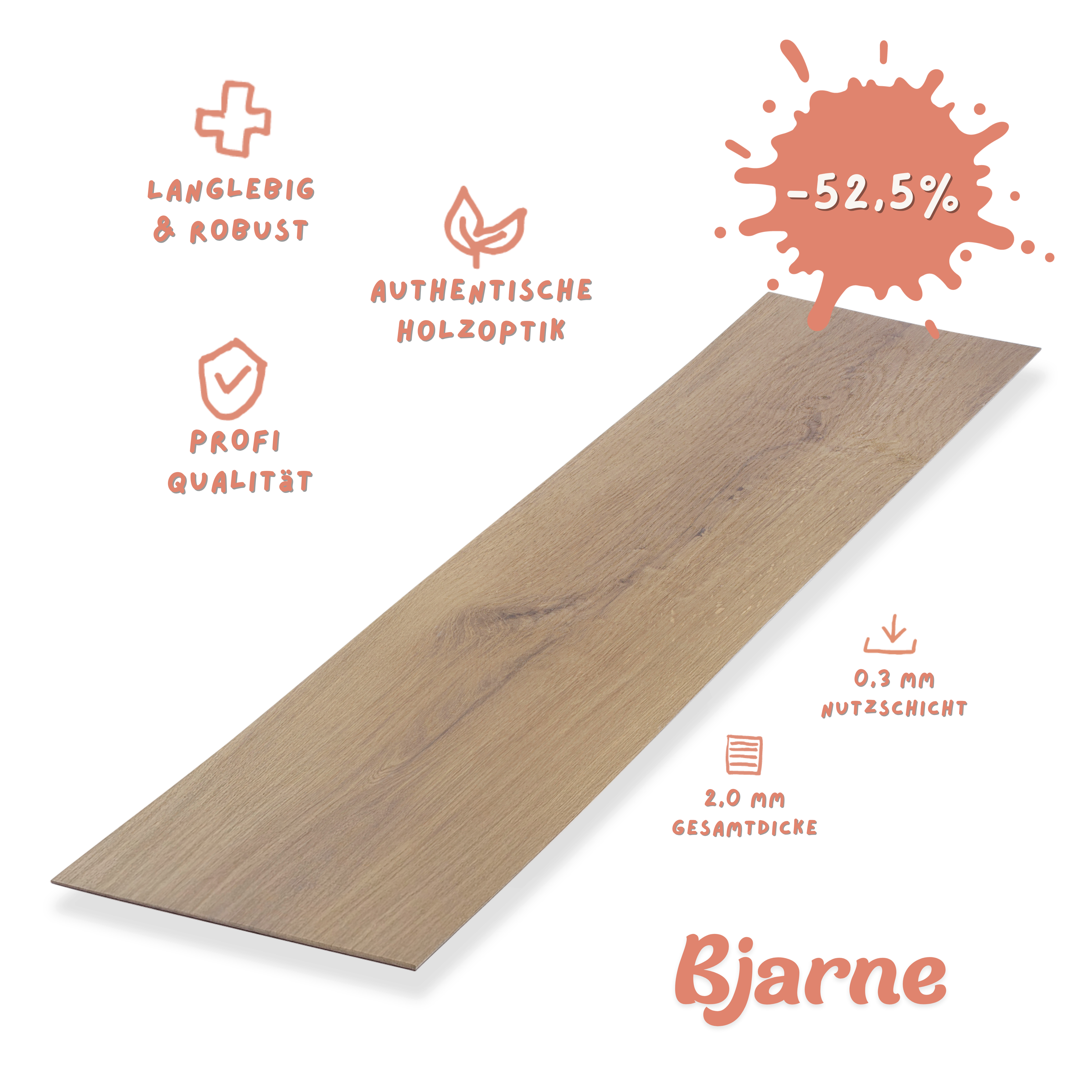 Klebe-Vinyl Eiche naturgrau Bjarne Klebe-Vinyl Eiche naturgrau Bjarne Profi-Qualität mit integrierter Trittschalldämmung
