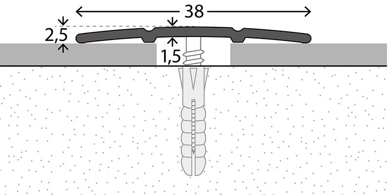 Übergangsprofil Alu 132 | Edelstahl matt | 100 cm | 38 mm Übergangsprofil Alu 132 | Edelstahl matt | 100 cm | 38 mm