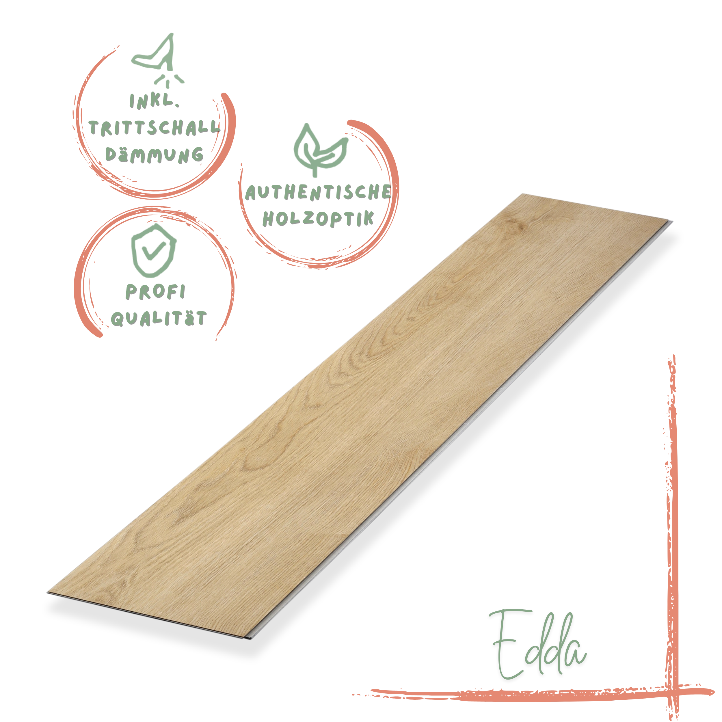 Klick-Vinyl Eiche sand Edda Profi-Qualität mit integrierter Trittschalldämmung