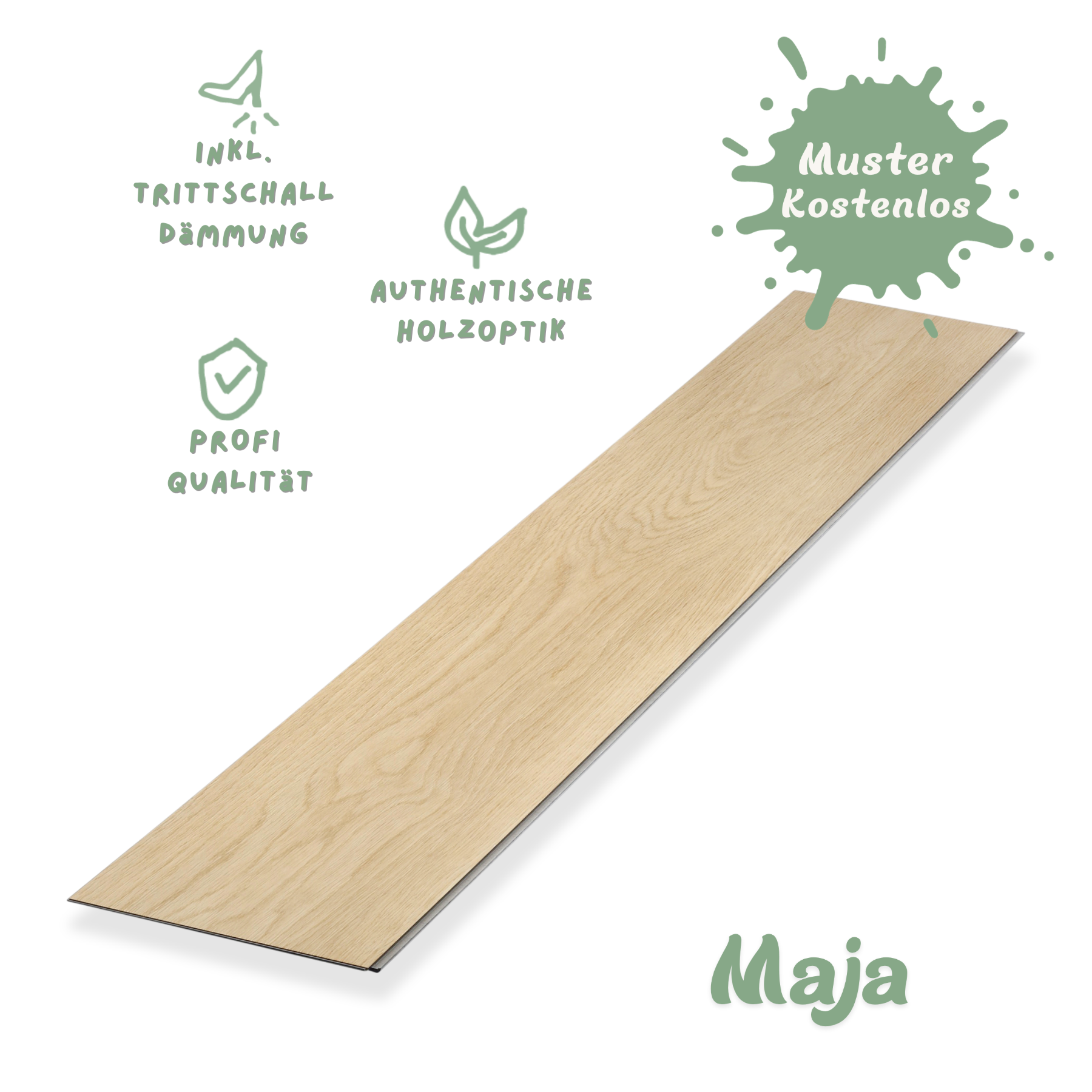 Klick-Vinyl Eiche beige Maja Profi-Qualität mit integrierter Trittschalldämmung