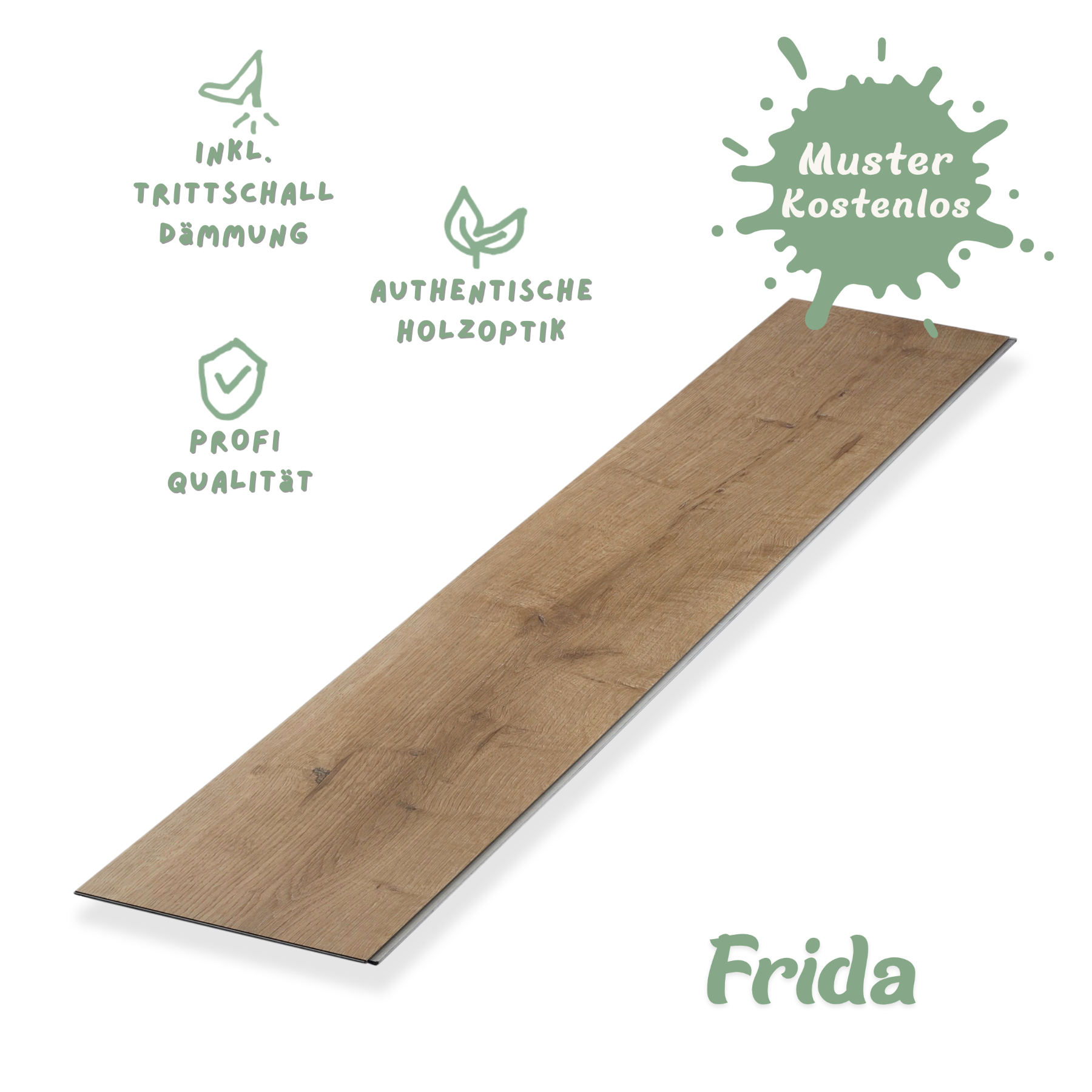 Klick-Vinyl Eiche natur Frida Profi-Qualität mit integrierter Trittschalldämmung